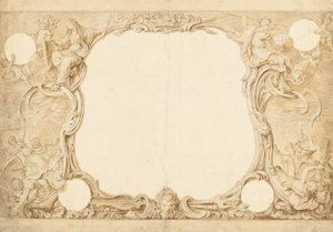 Diseño para un Borde Ornamental, Usado para el Marco del Mapa General en el Tapiz de John Pine de Hubert Francois Gravelot